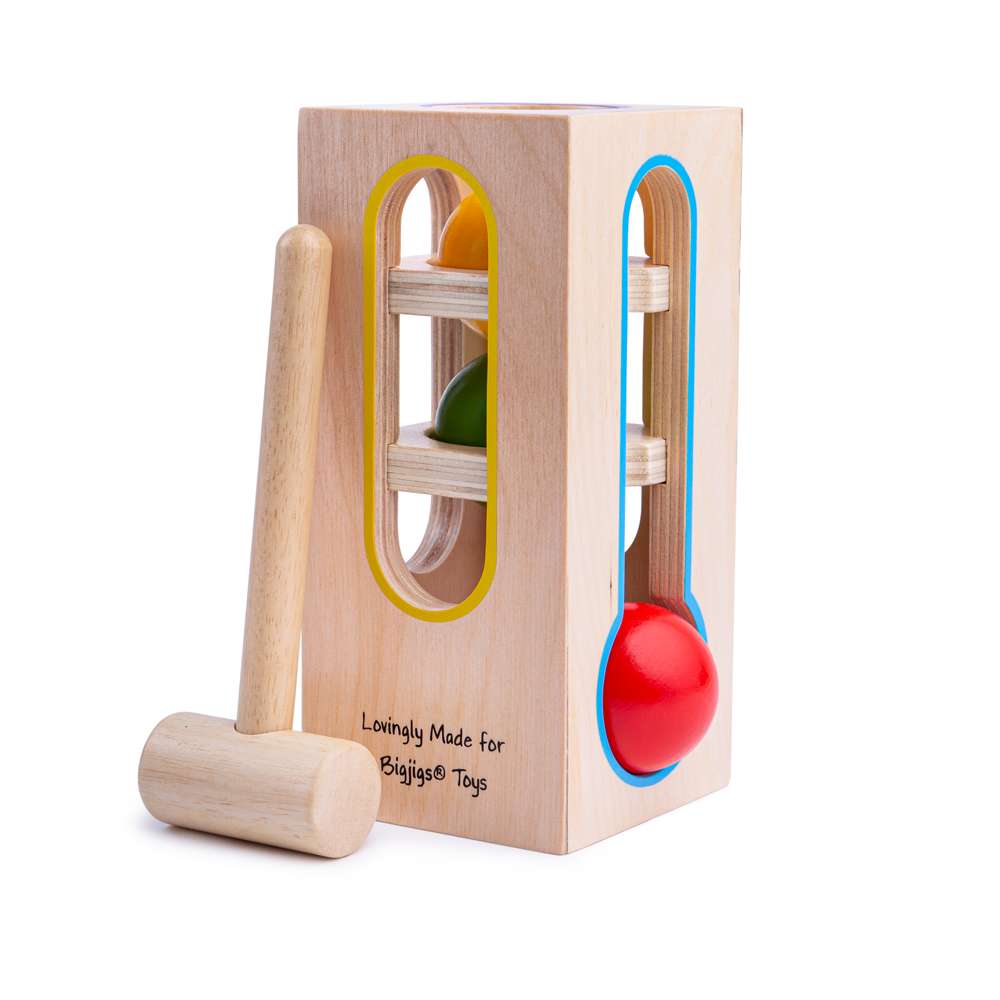 Bigjigs Baby Wooden Hammering Ball Tower Educational Toy for Toddlers 4 Pieces