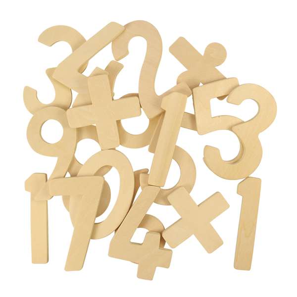 Bigjigs Toys Wooden Number Drawing Templates and Arithmetic Symbols 29 Pieces