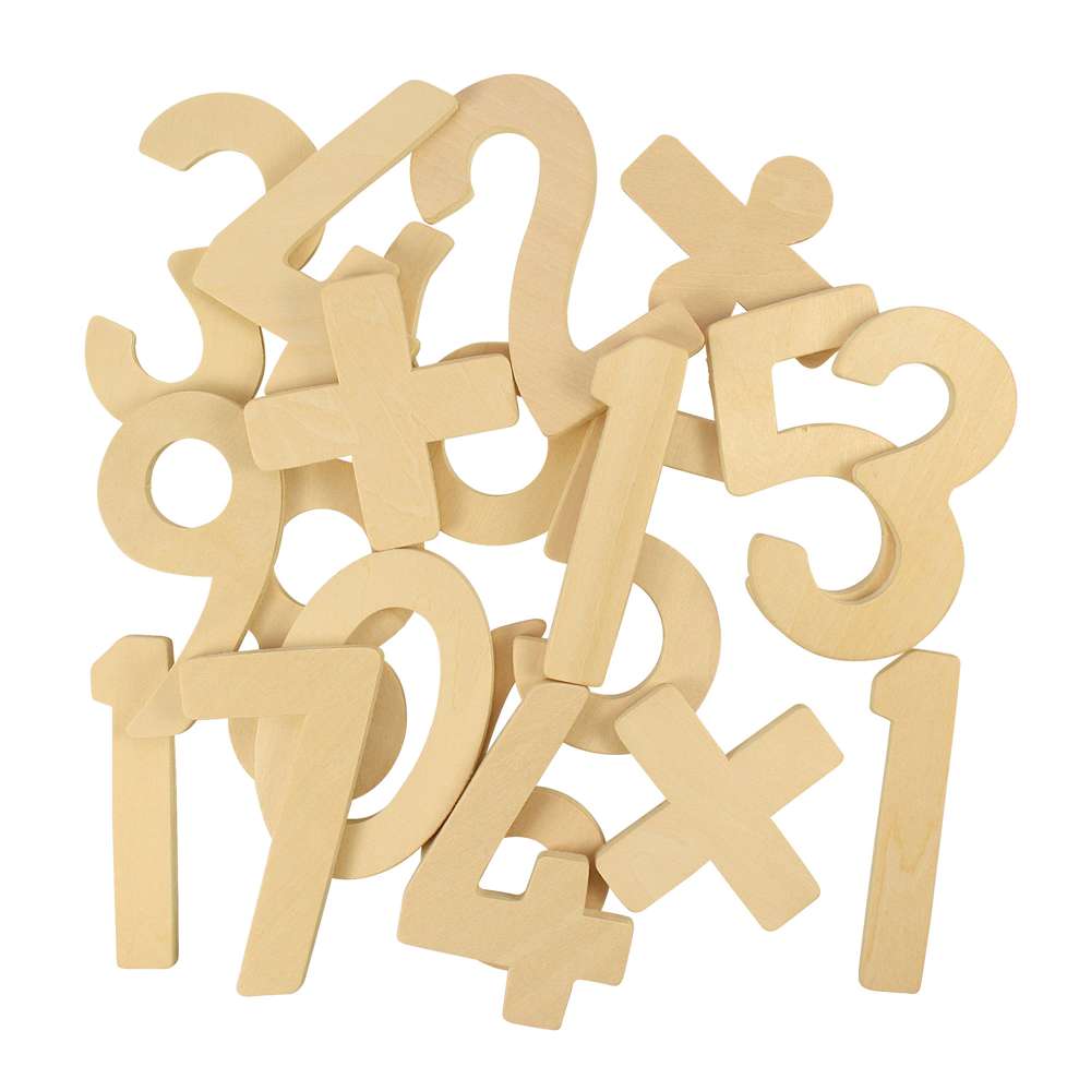 Bigjigs Toys Wooden Number Drawing Templates and Arithmetic Symbols 29 Pieces