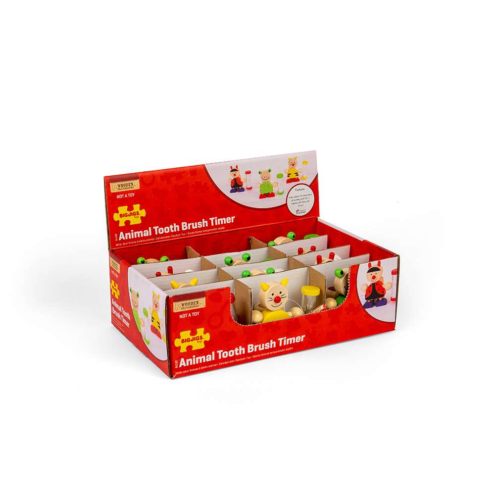 Bigjigs Toys Wooden Animal Toothbrush Timer for Kids 3 Minute Brush Sand Timer