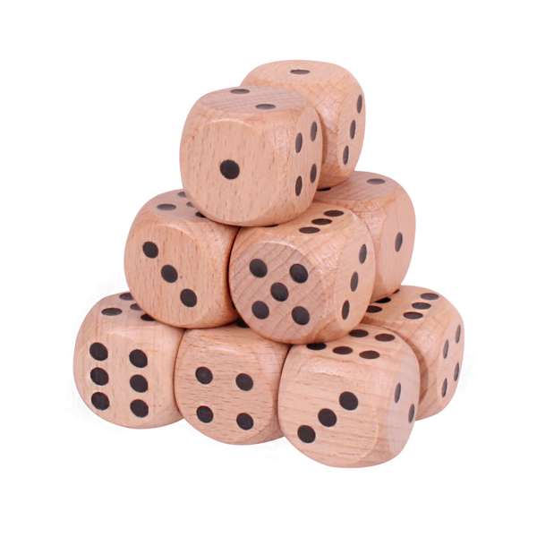 Bigjigs Toys Giant Wooden Dice Pack of 12 Educational Counting Toy for Ages 3 Plus