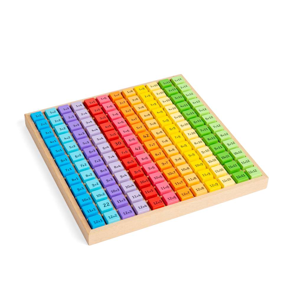 Bigjigs Toys Wooden Times Table Tray Multiplication Game 145 Pieces