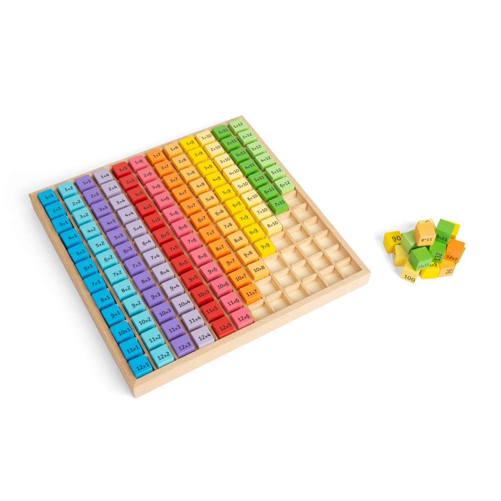 Bigjigs Toys Wooden Times Table Tray Multiplication Game 145 Pieces
