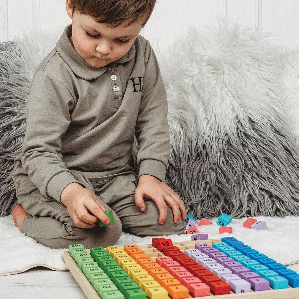 Bigjigs Toys Wooden Times Table Tray Multiplication Game 145 Pieces