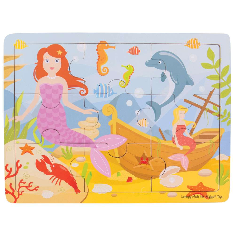 Bigjigs Toys Wooden Mermaid Underwater Scene Jigsaw Puzzle 9 Pieces