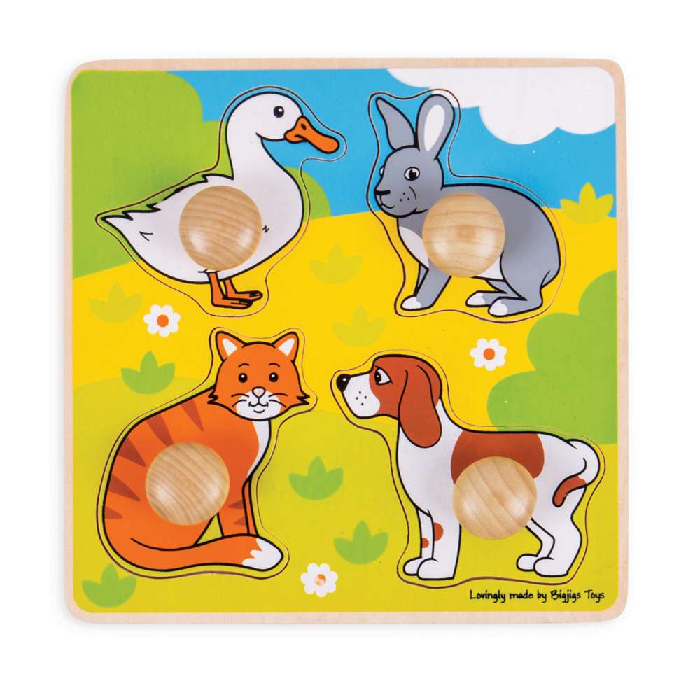 Bigjigs Toys My First Pet Peg Puzzle Wooden Educational Toy for 12 Months Plus