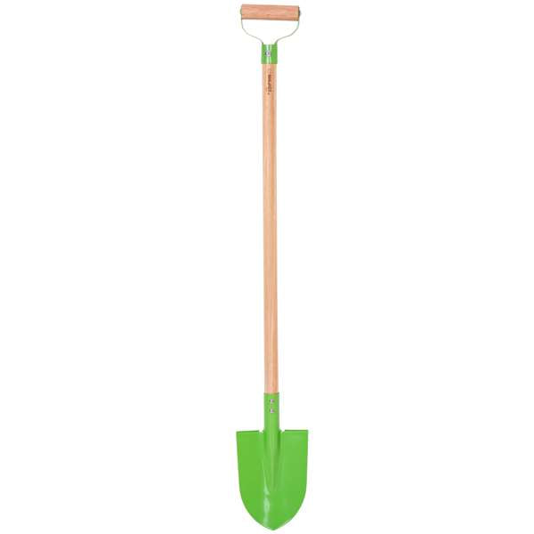 Bigjigs Toys Long Handled Green Wooden Gardening Spade for Kids Age 3+