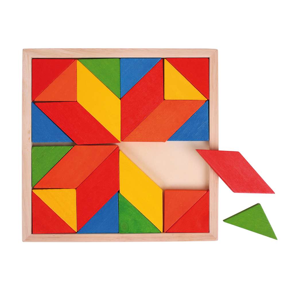Bigjigs Toys Mosaic Tray Wooden Educational Toy with 24 Play Pieces