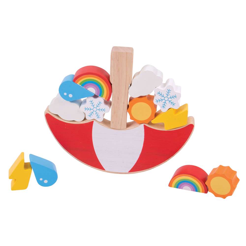 Bigjigs Toys Wooden Weather Balancing Game Stackable Toy 13 Pieces
