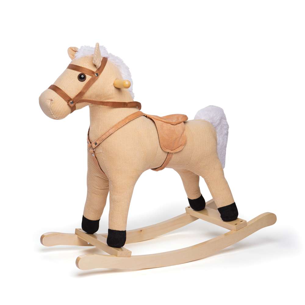Bigjigs Toys Wooden Cord Rocking Horse Kids Plush Ride On Toy 12 Months Plus
