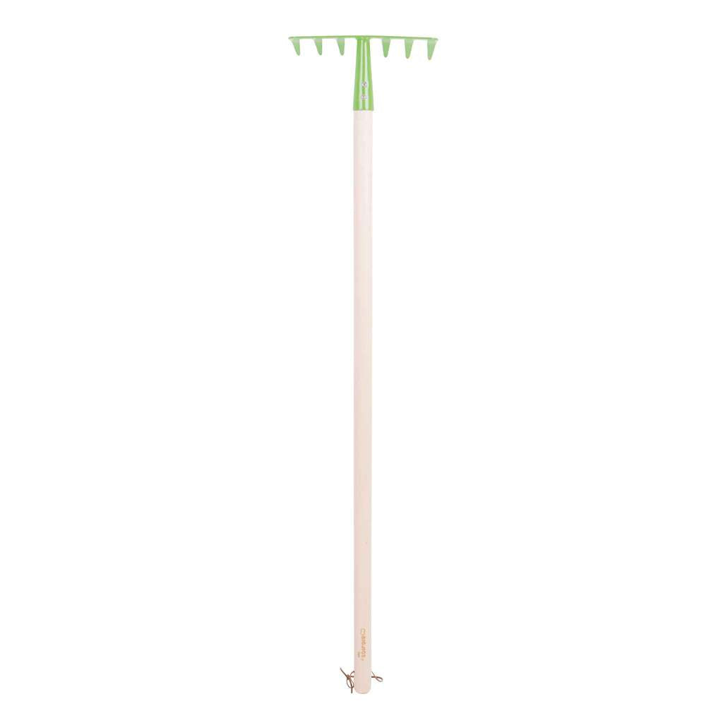 Bigjigs Toys Childrens Long Handled Green Wooden Soil Rake Garden Toy 86cm 3 Years Plus