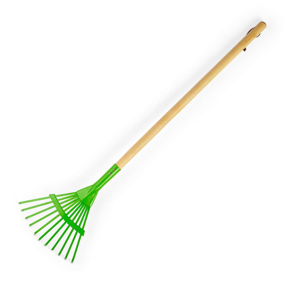 Bigjigs Toys Kids Long Handled Wooden Gardening Leaf Rake