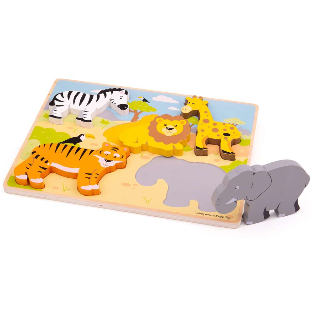 Bigjigs Toys Wooden Shape and Colour Educational Puzzle for Toddlers 5 Pieces