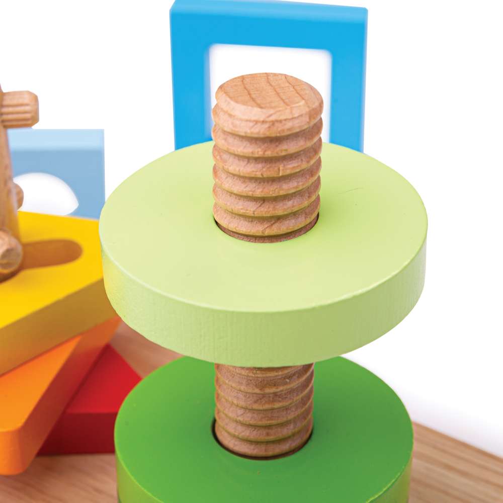 Bigjigs Toys Twist and Turn Wooden Educational Shape and Colour Sorting Puzzle 9 Pieces