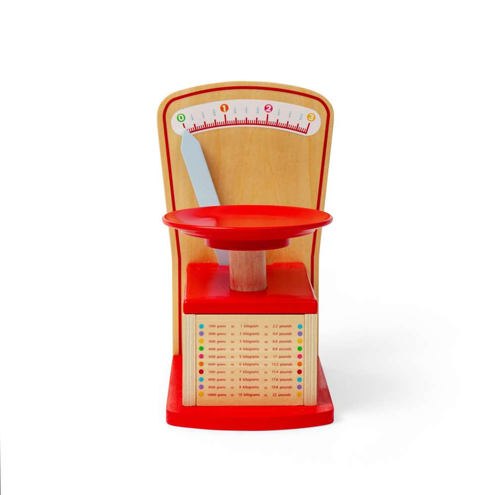 Bigjigs Toys Wooden Kitchen Scales Toy for Kids Play Shop and Kitchen Role Play