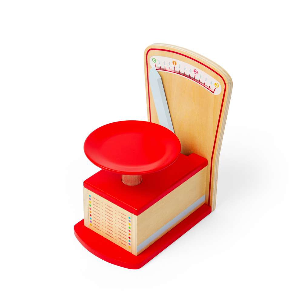 Bigjigs Toys Wooden Kitchen Scales Toy for Kids Play Shop and Kitchen Role Play