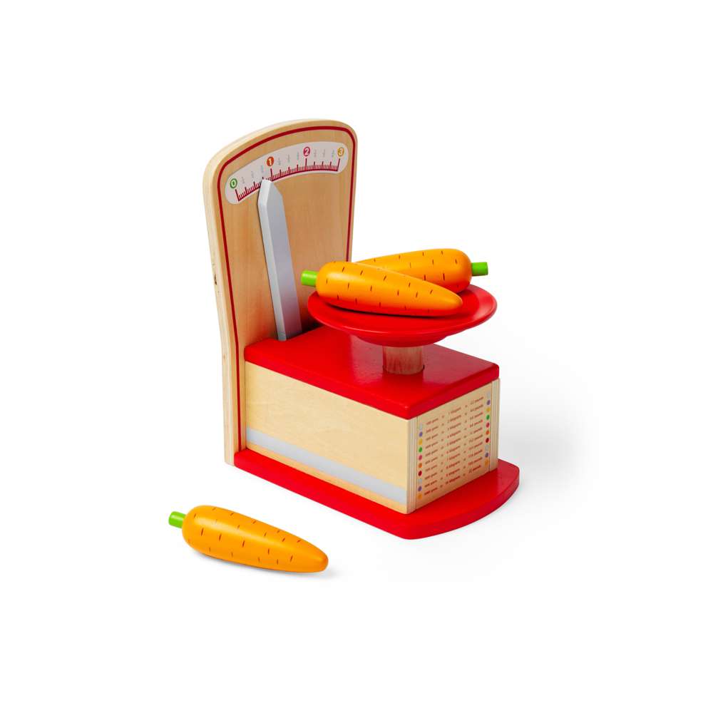 Bigjigs Toys Wooden Kitchen Scales Toy for Kids Play Shop and Kitchen Role Play