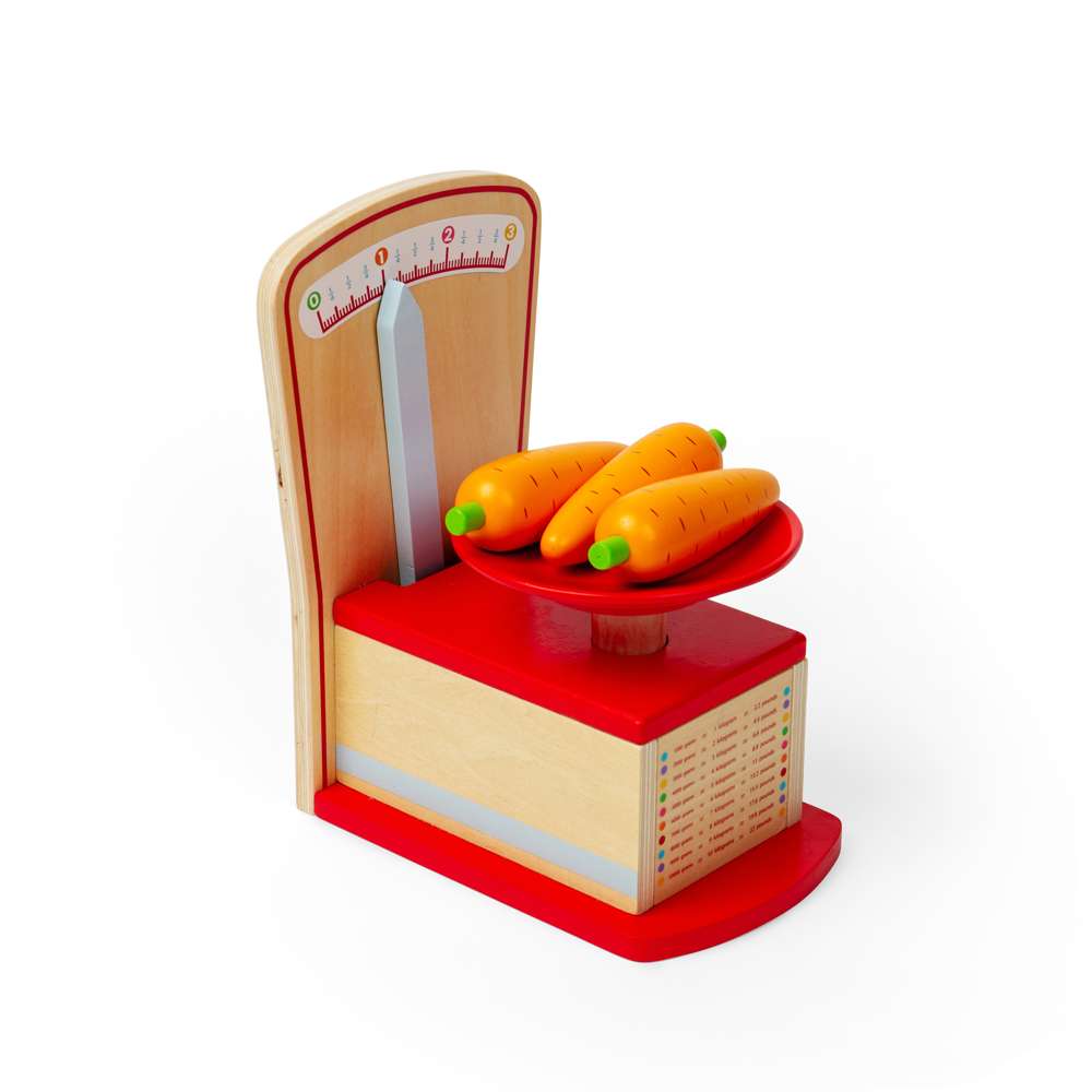 Bigjigs Toys Wooden Kitchen Scales Toy for Kids Play Shop and Kitchen Role Play