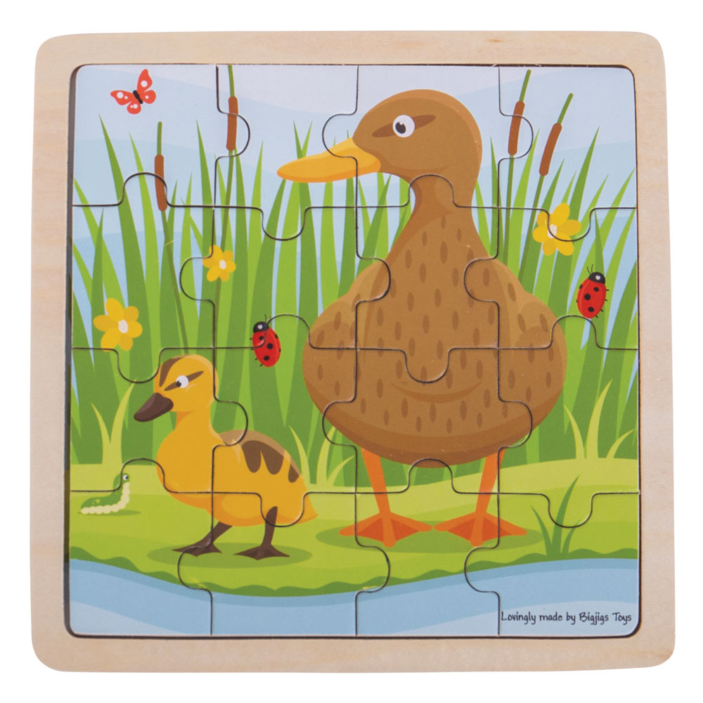 Bigjigs Toys Wooden Duck and Ducklings Jigsaw Puzzle 16 Pieces