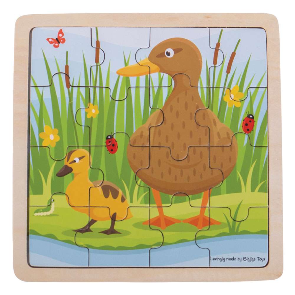 Bigjigs Toys Wooden Duck and Ducklings Jigsaw Puzzle 16 Pieces