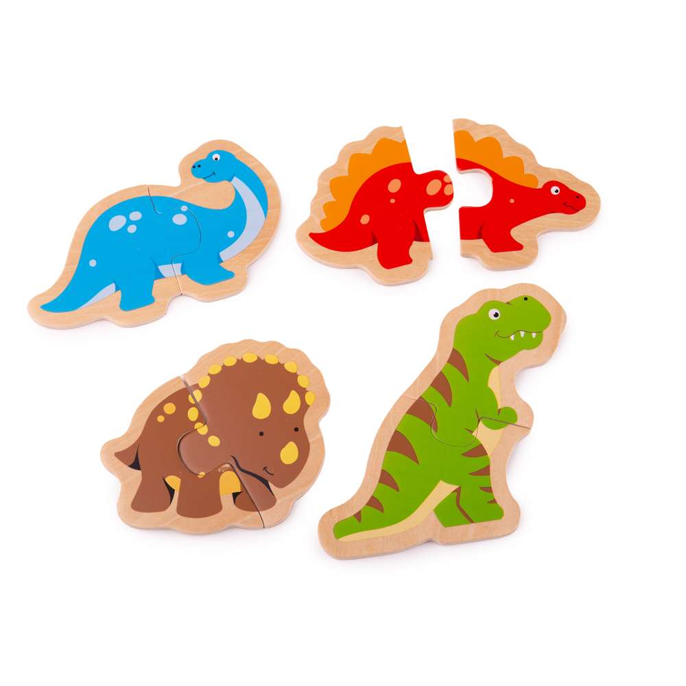 Bigjigs Toys Wooden Dinosaur Matching Puzzle 8 Pieces Educational Toy for 12 Months Plus