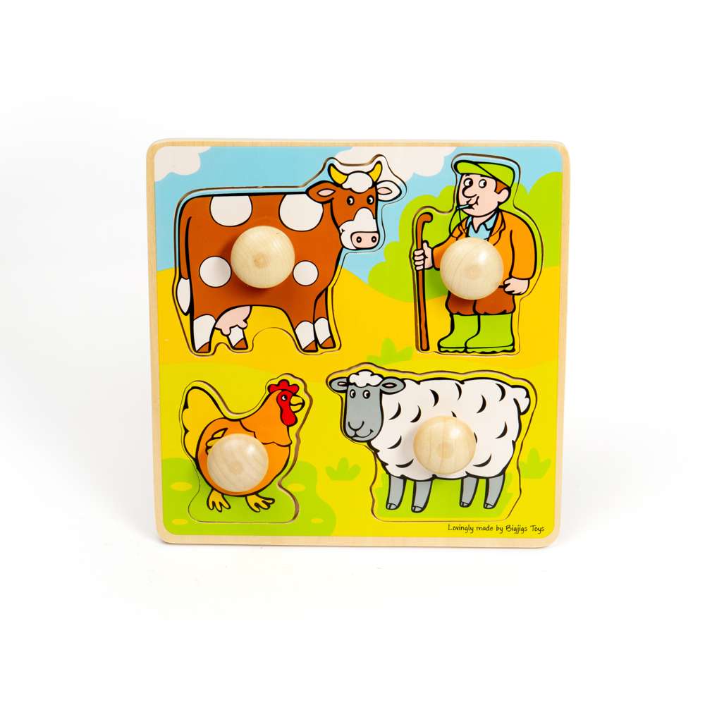 Bigjigs Toys My First Peg Puzzle Farm Wooden Educational Toy for Toddlers 12 Months +