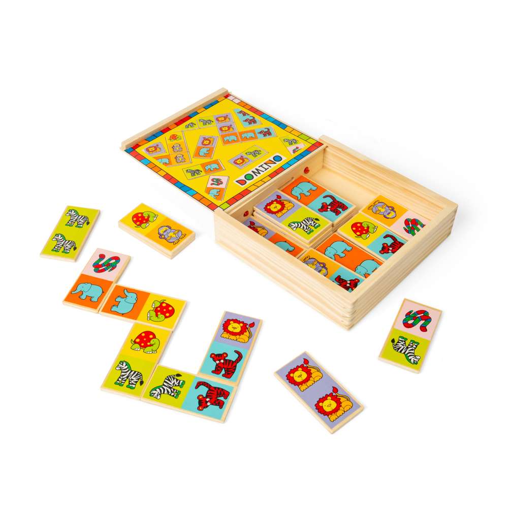 Bigjigs Toys Wooden Dominoes Game in Storage Box 28 Pieces