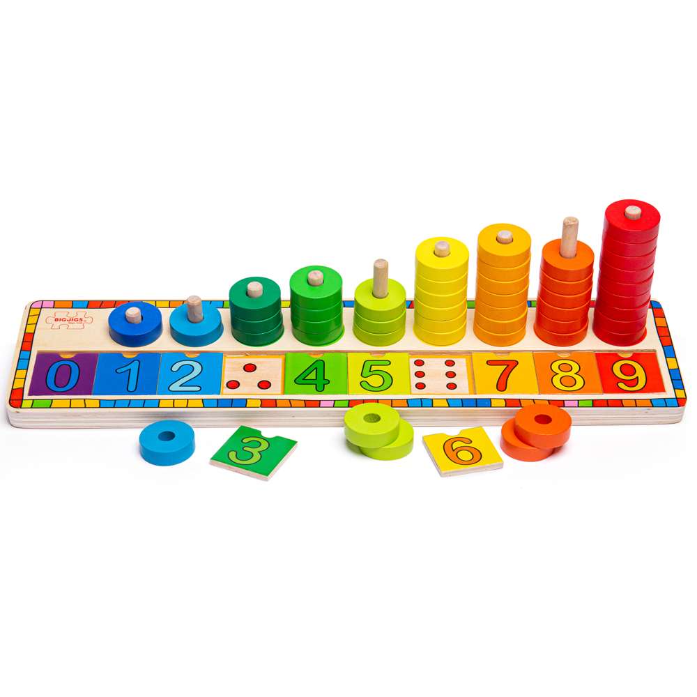 Bigjigs Toys Learn To Count Educational Wooden Puzzle Sorting and Counting Toy 55 Pieces