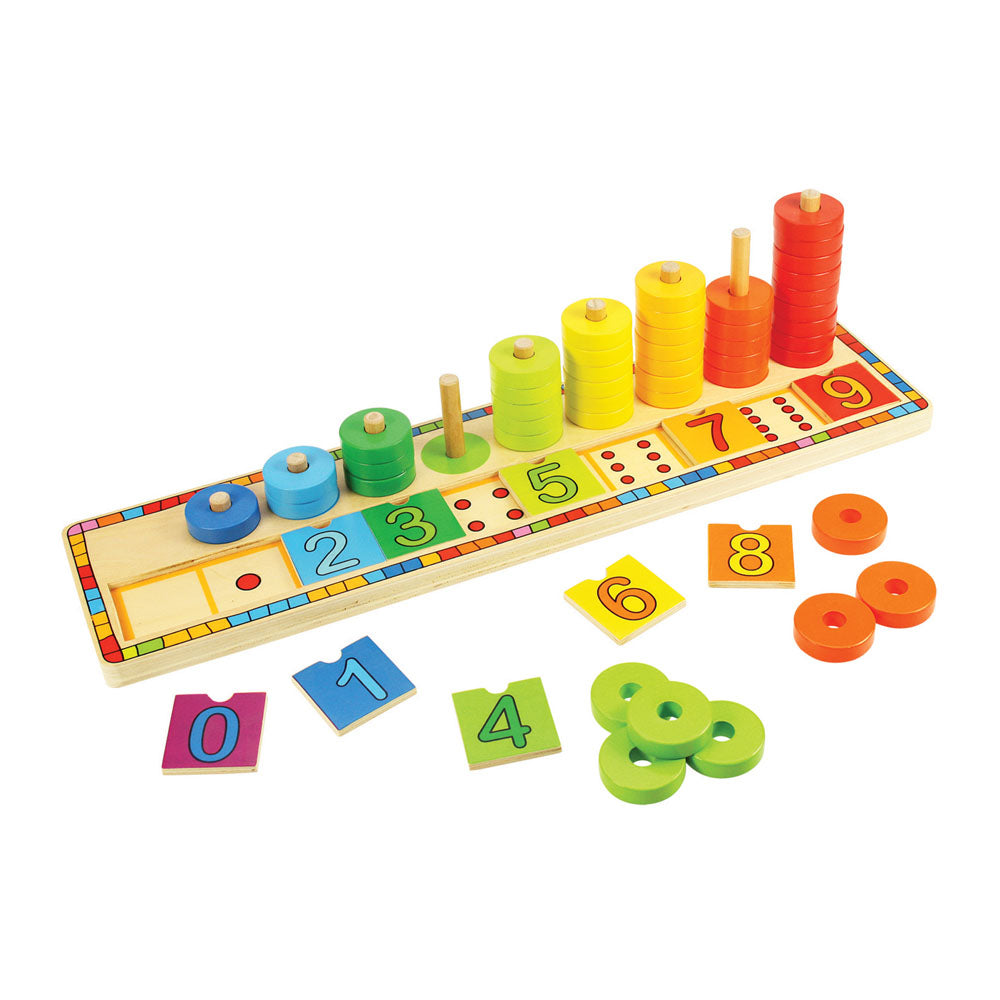 Bigjigs Toys Learn To Count Educational Wooden Puzzle Sorting and Counting Toy 55 Pieces