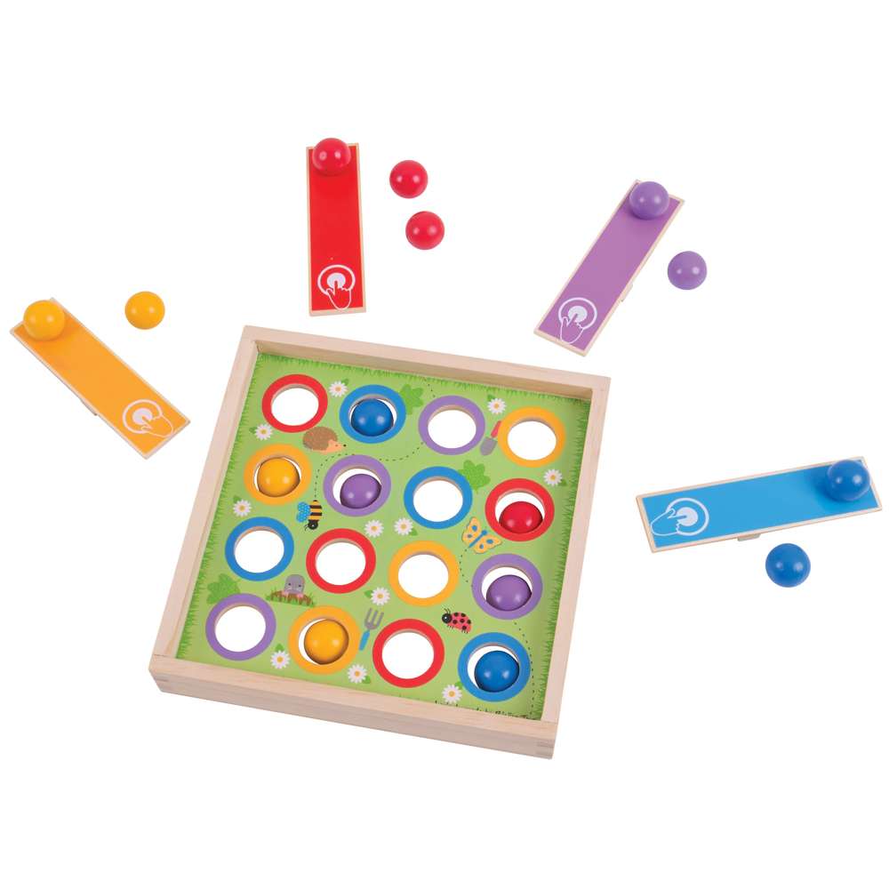 Bigjigs Toys Wooden Ball Flipping Strategy Board Game 4 Players