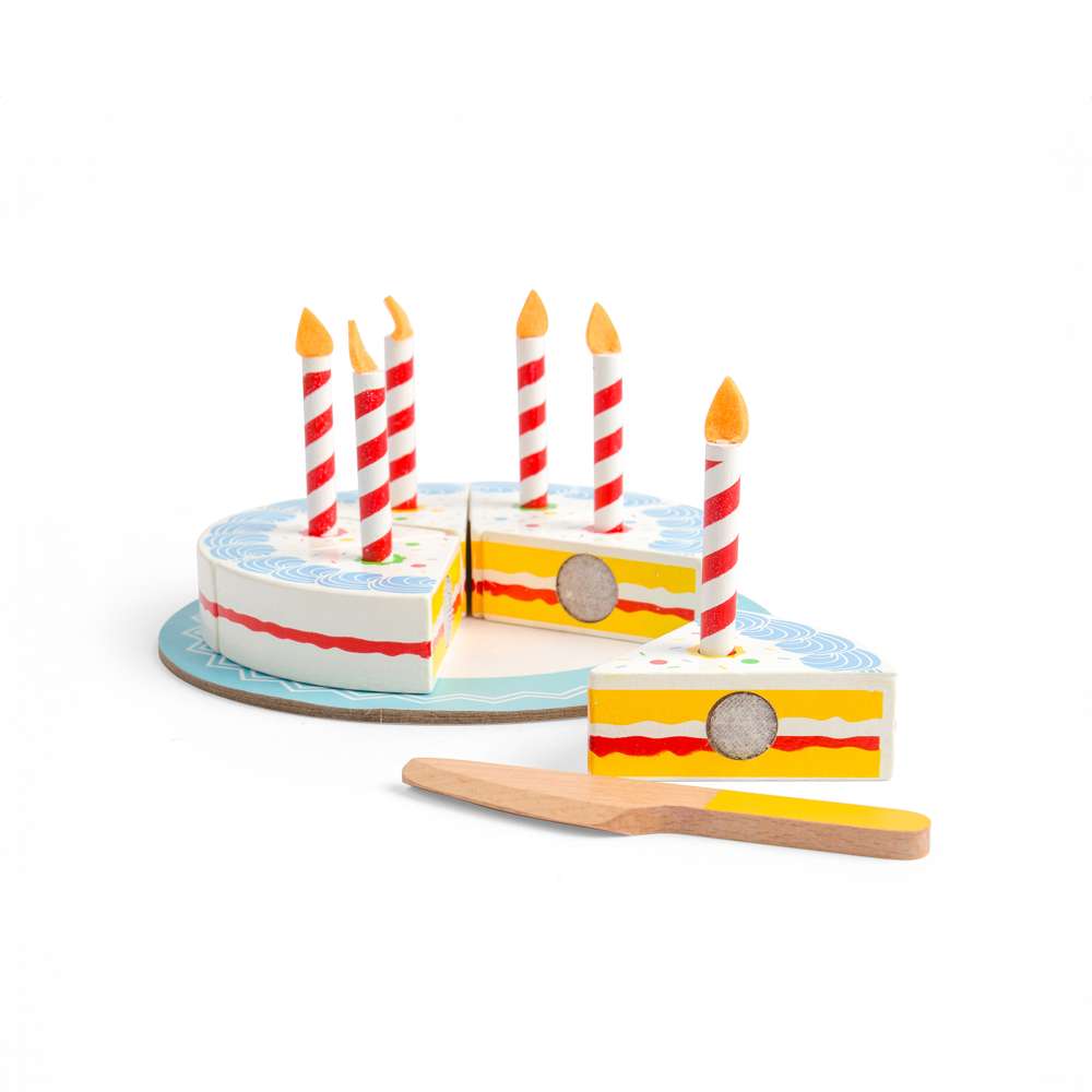 Bigjigs Toys Wooden Birthday Cake Toy with Candles and Slicer 18 Months Plus