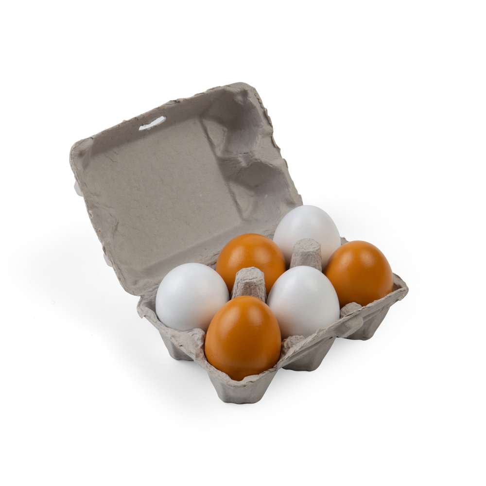 Bigjigs Toys Wooden Eggs in a Carton Kids Kitchen Role Play Set 7 Pieces