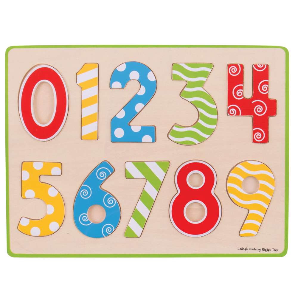 Bigjigs Toys Wooden Number Inset Puzzle Educational Counting Toy 10 Pieces