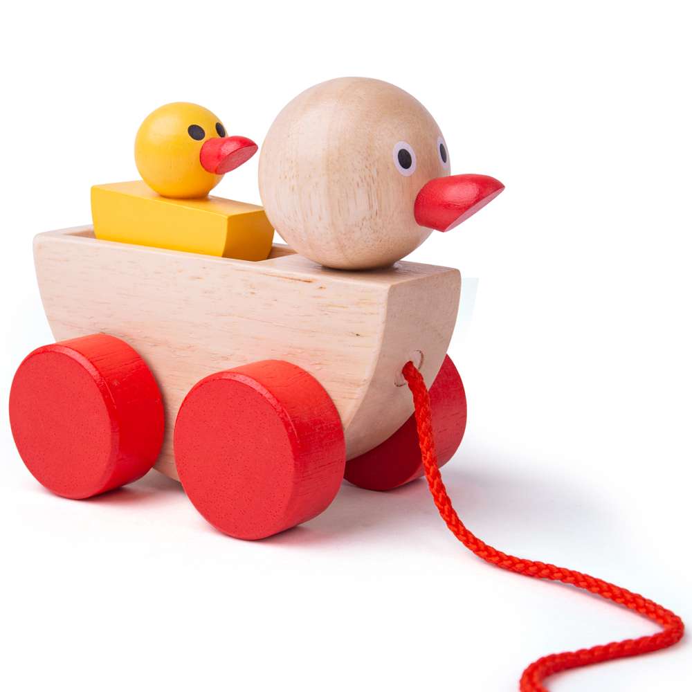 Bigjigs Toys Wooden Duck and Duckling Pull Along Toy for Toddlers 1 Year Plus