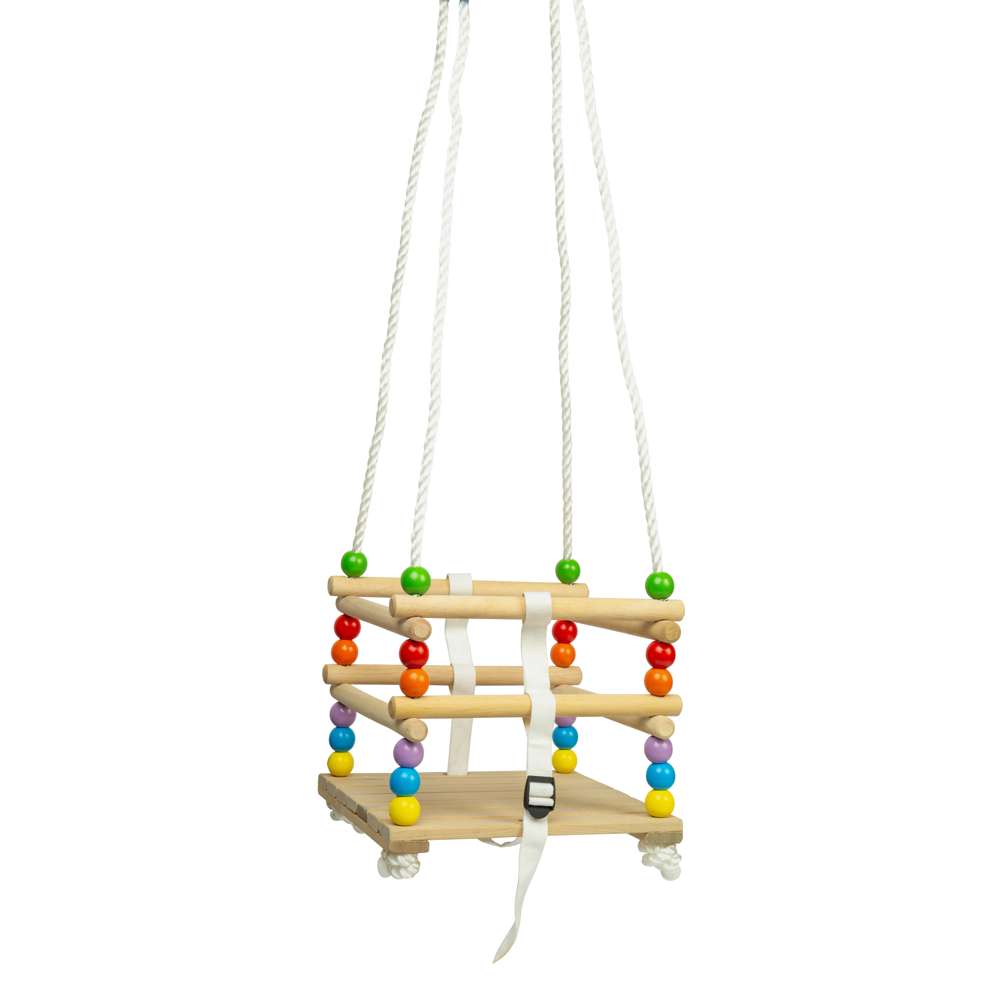 Bigjigs Toys Wooden Cradle Swing First Garden Swing for Toddlers 12 Months Plus