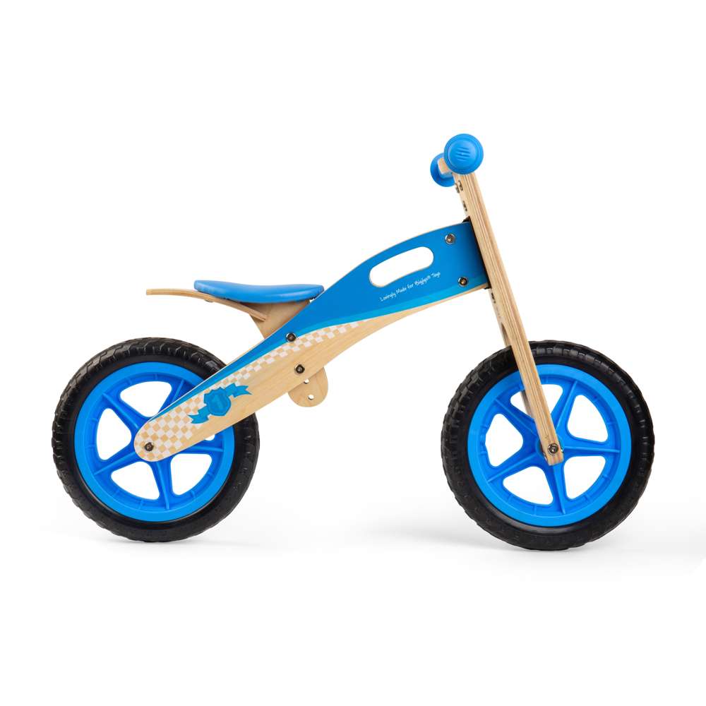 Bigjigs Toys My First Balance Bike Blue Wooden Toddler Training Bicycle