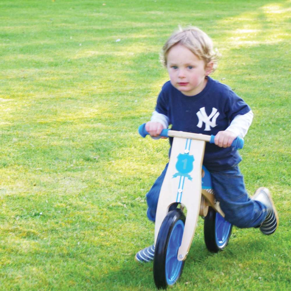 Bigjigs Toys My First Balance Bike Blue Wooden Toddler Training Bicycle