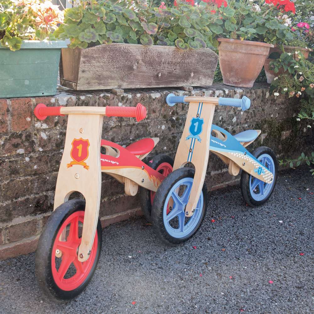 Bigjigs Toys My First Balance Bike Blue Wooden Toddler Training Bicycle