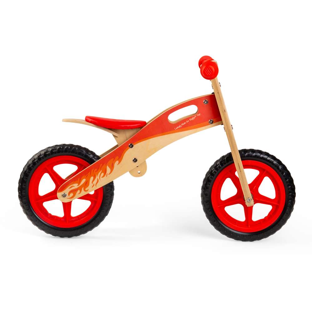 Bigjigs Toys My First Balance Bike Red Wooden Training Bicycle for Kids 3 Years Plus