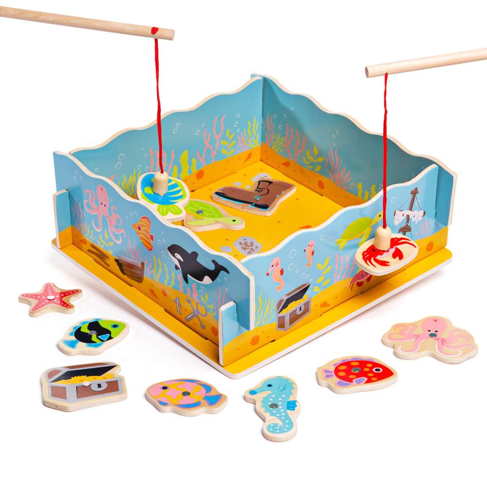 Bigjigs Toys Wooden Magnetic Fishing Game Puzzle Educational Toy for Toddlers 18 Months Plus