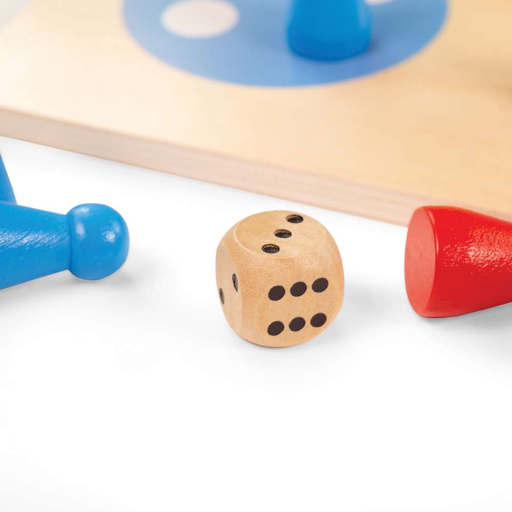 Bigjigs Toys Wooden Ludo Set Eco Friendly Strategy Game for Kids 17 Pieces