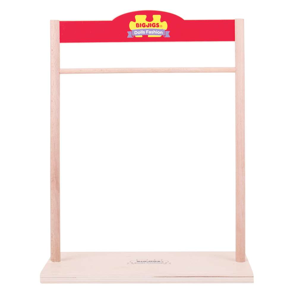 Bigjigs Toys Wooden Dolls Fashion Stand Mini Clothing Rack for Doll Clothes