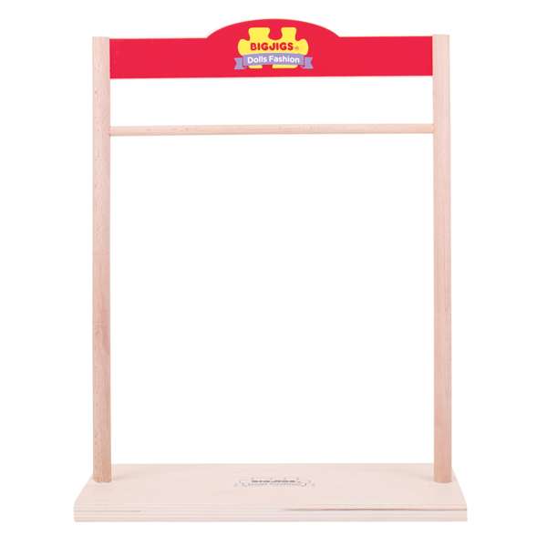 Bigjigs Toys Wooden Dolls Fashion Stand Mini Clothing Rack for Doll Clothes