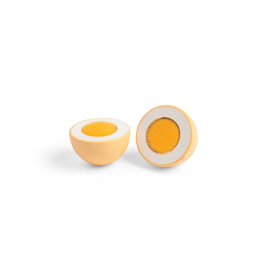 Bigjigs Toys Wooden Play Food Egg Two Halves Toy Kitchen Accessory 18 Months Plus