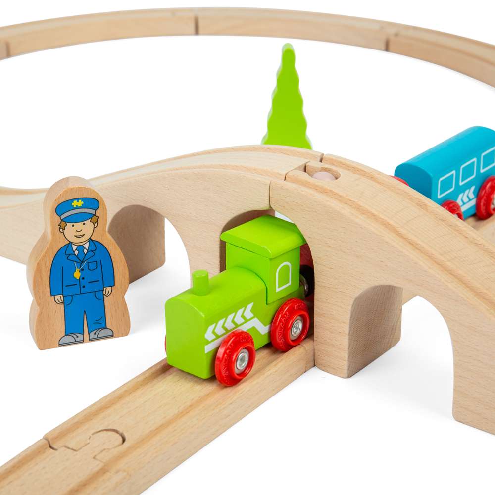 Bigjigs Rail Figure of Eight Wooden Train Set with Engines and Accessories 20 Pieces