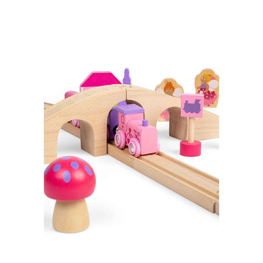 Bigjigs Rail Fairy Pink Wooden Train Set for Kids with 35 Play Pieces