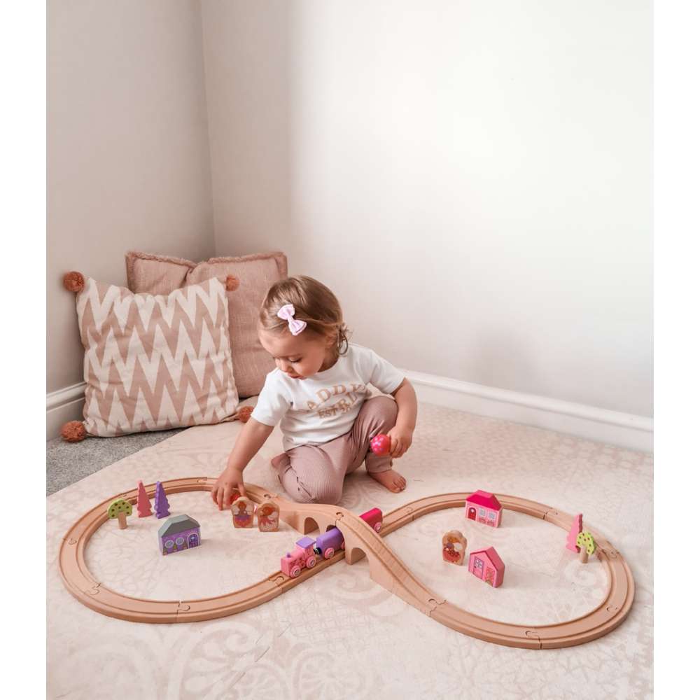 Bigjigs Rail Fairy Pink Wooden Train Set for Kids with 35 Play Pieces