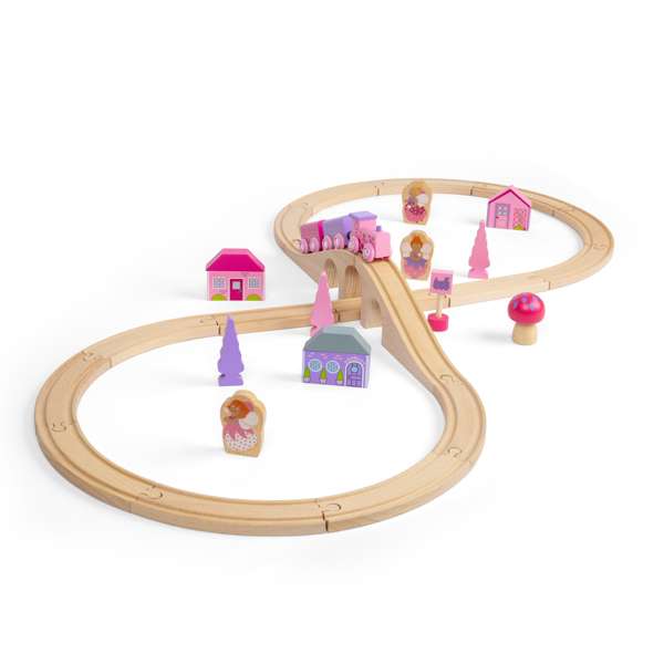 Bigjigs Rail Fairy Pink Wooden Train Set for Kids with 35 Play Pieces
