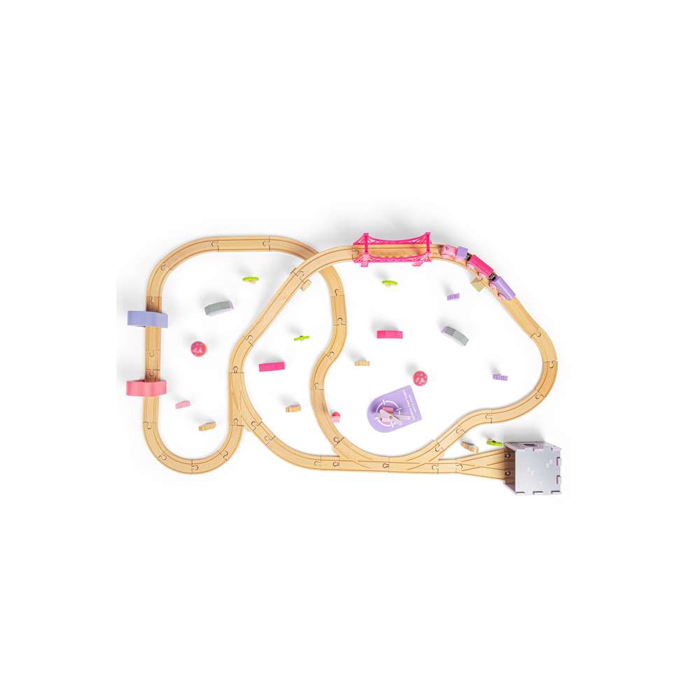 Bigjigs Rail Fairy Town Pink Wooden Train Set 75 Pieces