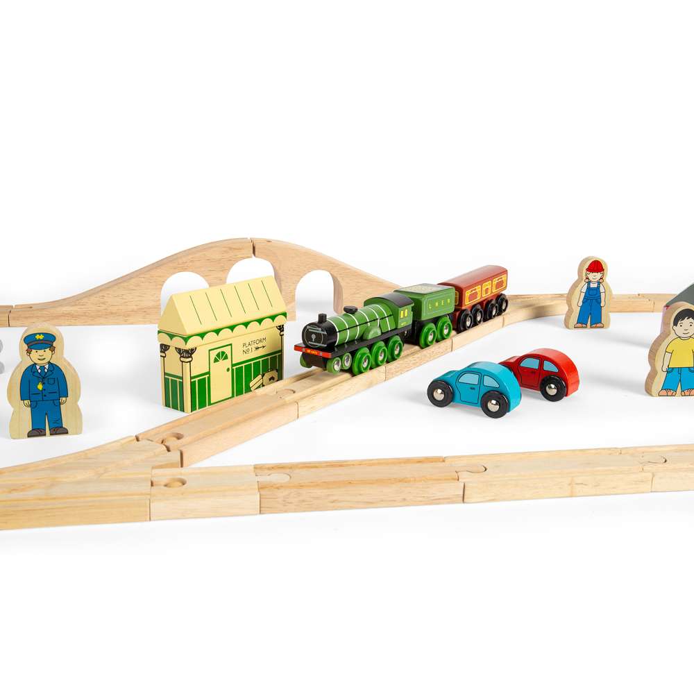 Bigjigs Rail Flying Scotsman Wooden Train Set Heritage Collection 42 Pieces